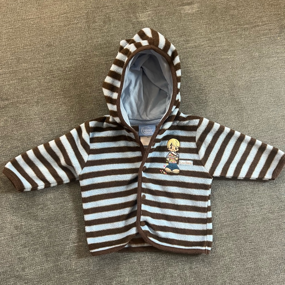 Vintage Precious Moments Striped Baby Hoodie size 3 months